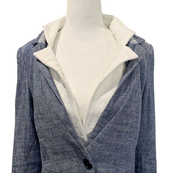 Veronica Beard Orchid Chambray Upcollar Blazer Jacket Size 6 w/ Dickey Insert - Picture 3 of 13